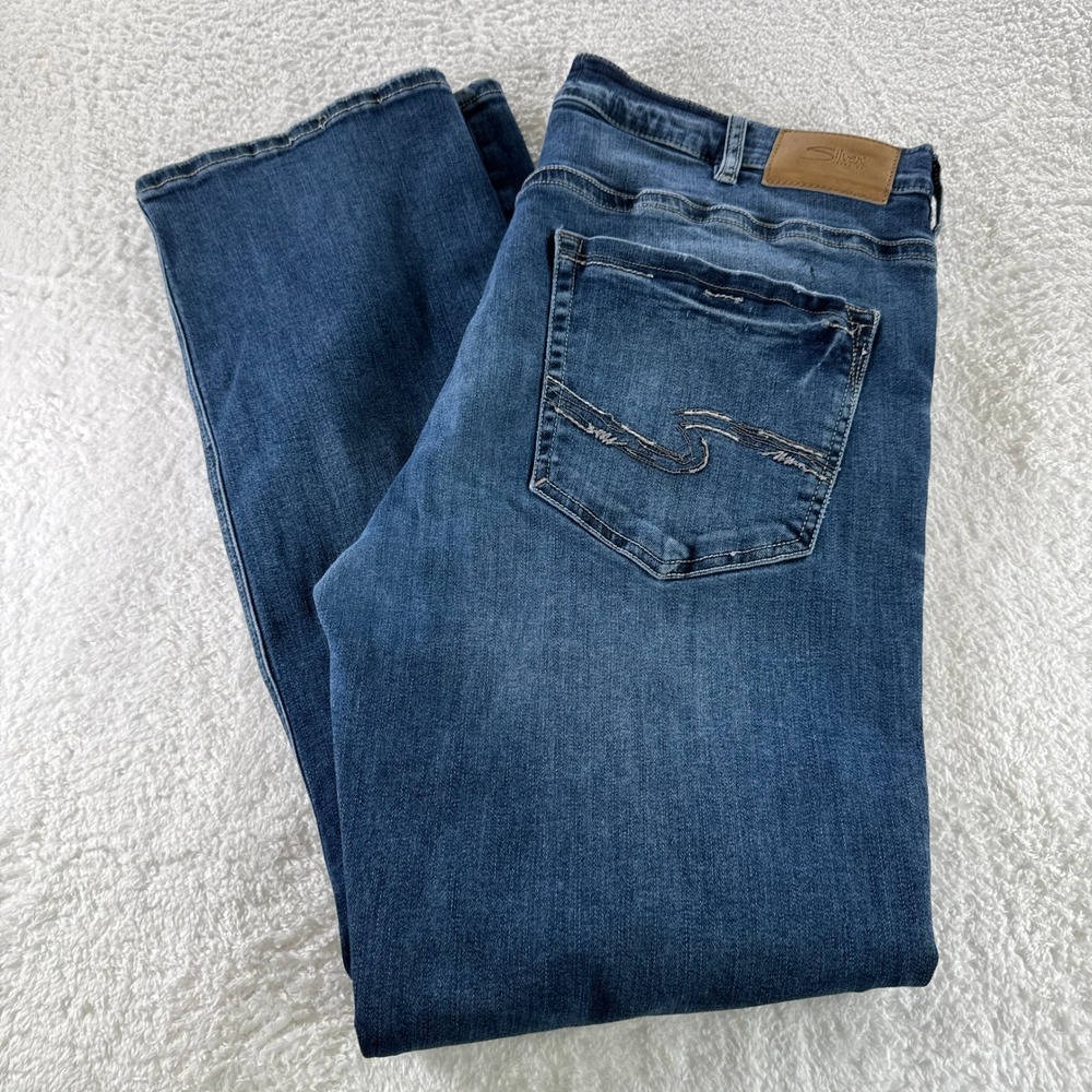 Silver Jeans Men 36X32 Blue Denim Grayson Easy Fit Straight Leg Pocket Clean